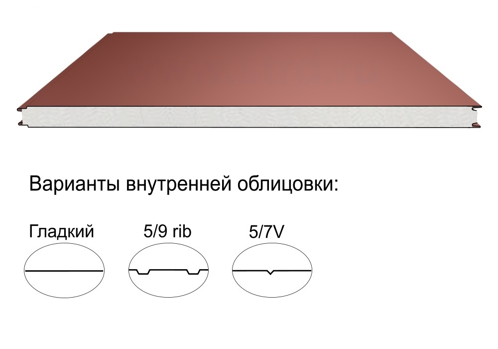 Стеновая трёхслойная сэндвич-панель гладкая 150мм 1200мм с видимым креплением пенополистирол Полиэстер КапиталСтрой